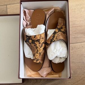 ATP Atelier Snake Print Cutout Sandals
